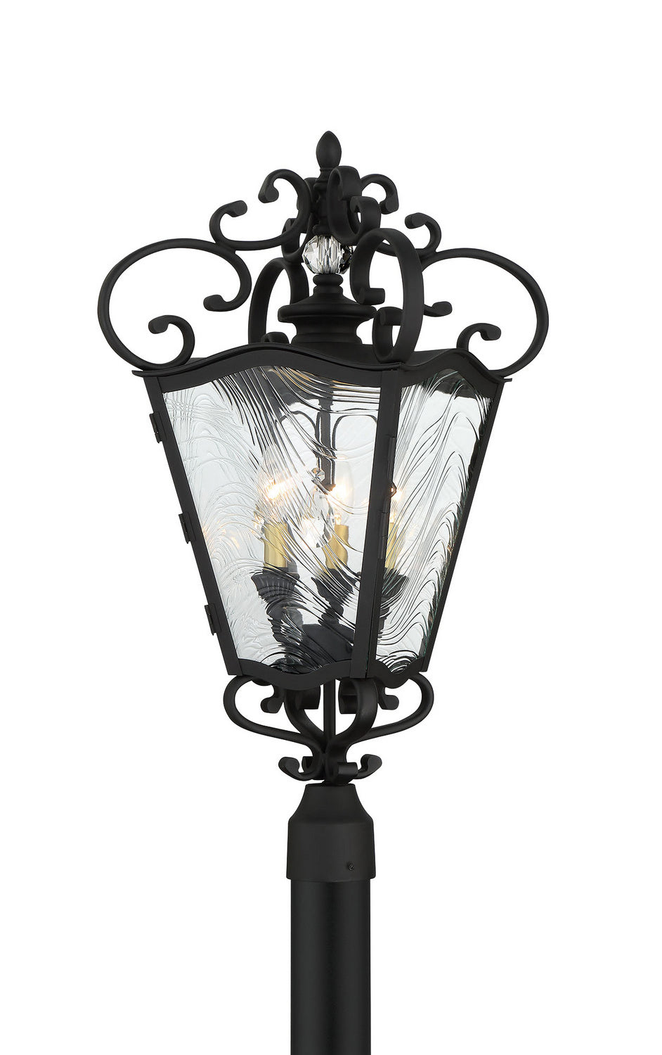 Brixton Ivey Three Light Outdoor Post Mount in Coal And Soft Brass - available from The Lighting Shoppe, trusted by Canadian homeowners