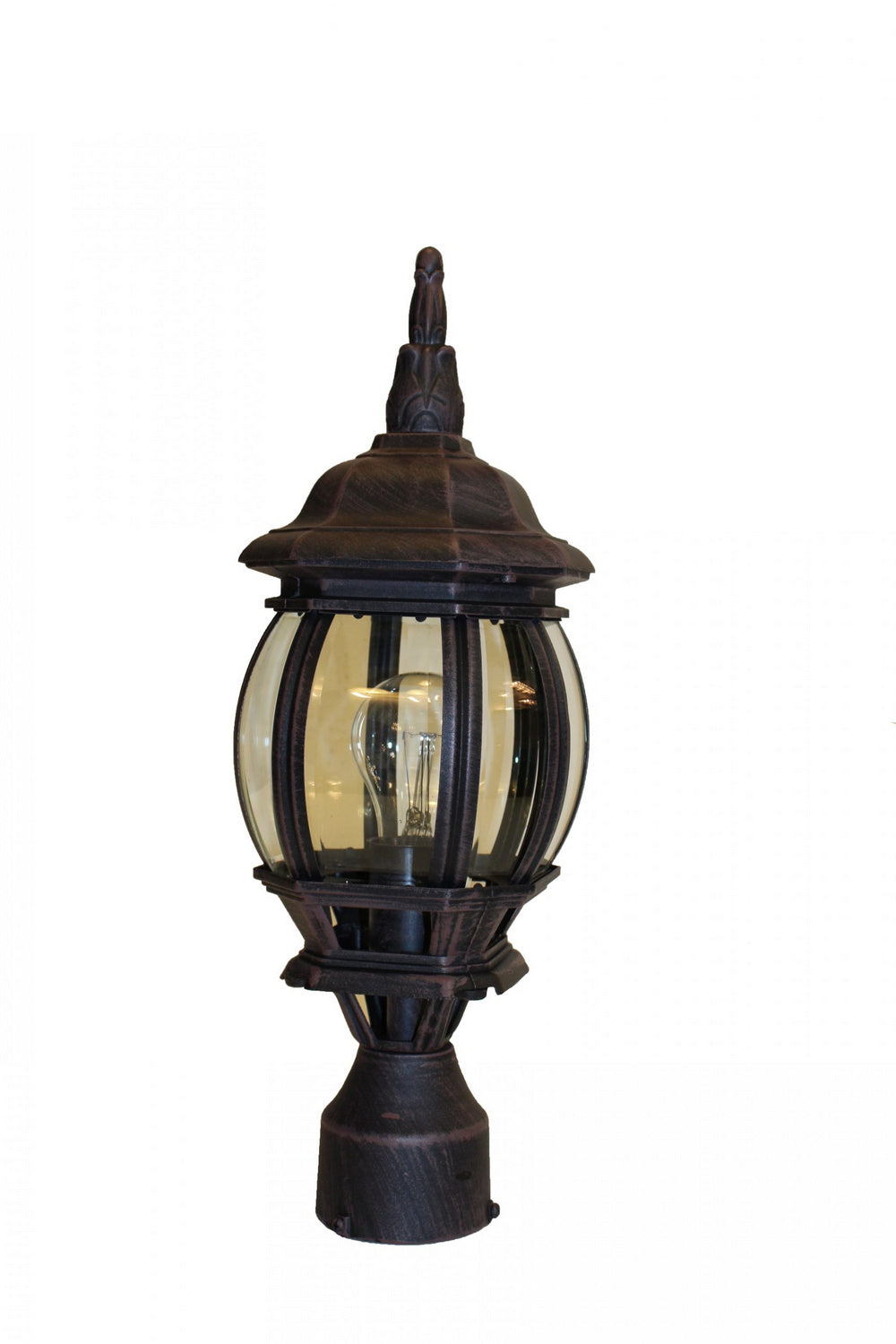 Parsons One Light Postmount Lantern in Rust - available from The Lighting Shoppe, trusted by Canadian homeowners
