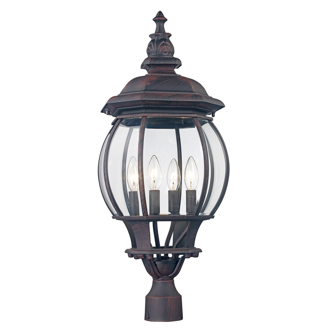 Parsons Four Light Postmount Lantern in Rust - available from The Lighting Shoppe, trusted by Canadian homeowners