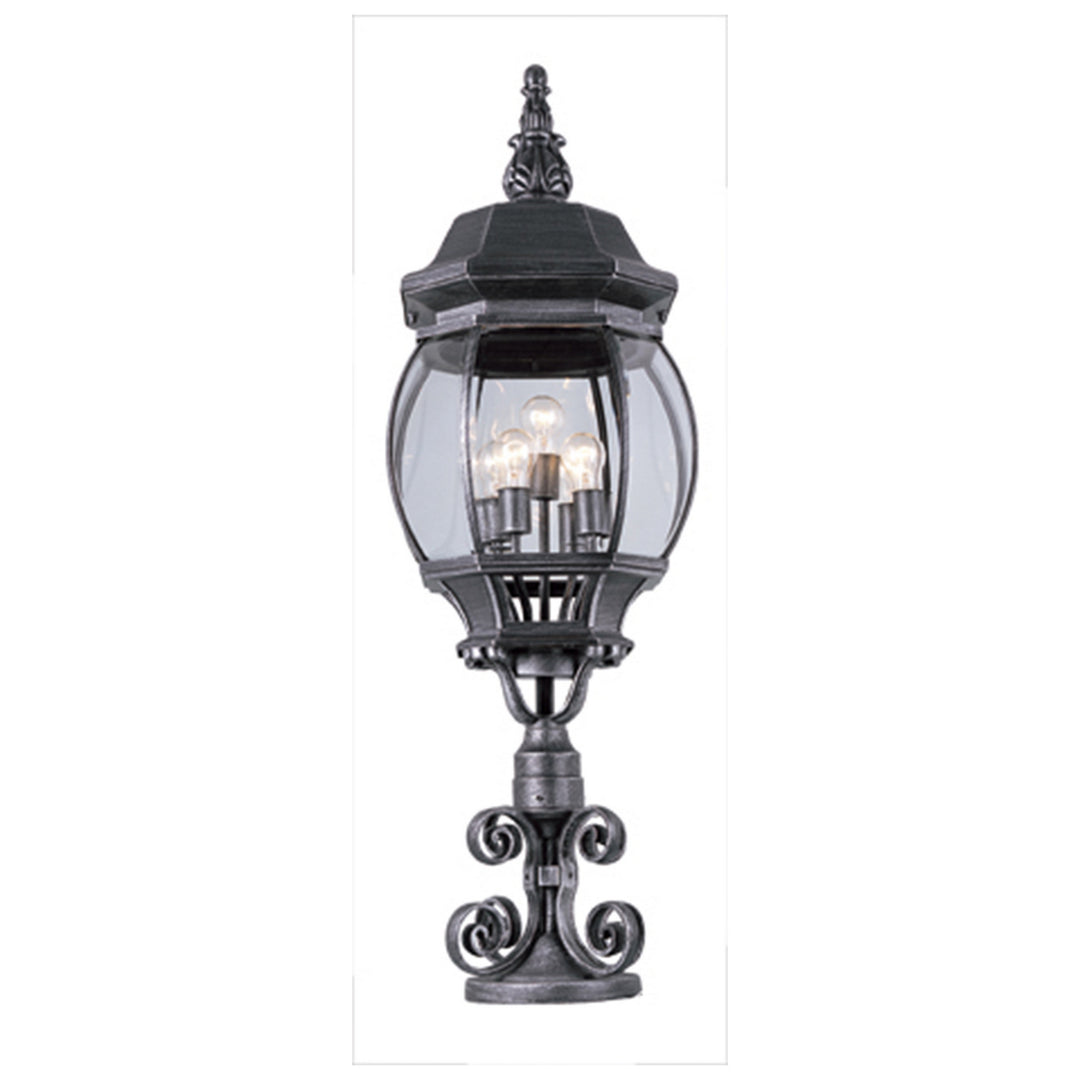Parsons Four Light Postmount Lantern in Swedish Iron - available from The Lighting Shoppe, trusted by Canadian homeowners