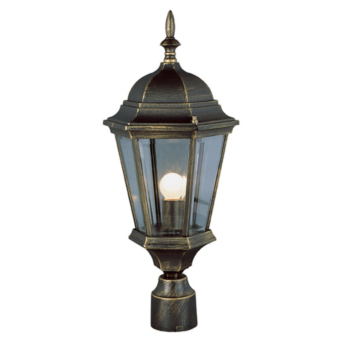 San Rafael One Light Postmount Lantern in Black Gold - available from The Lighting Shoppe, trusted by Canadian homeowners