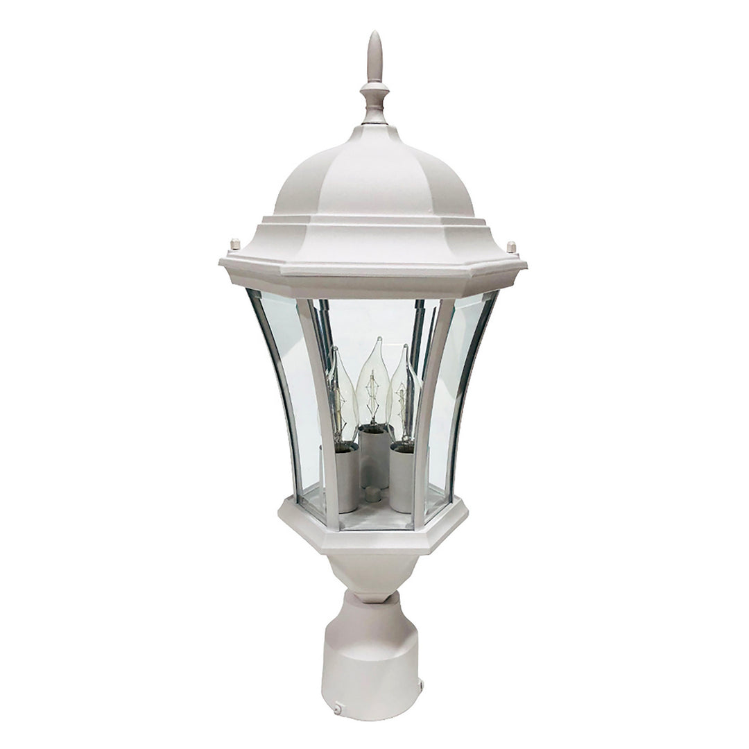 Burlington Three Light Postmount Lantern in White - available from The Lighting Shoppe, trusted by Canadian homeowners