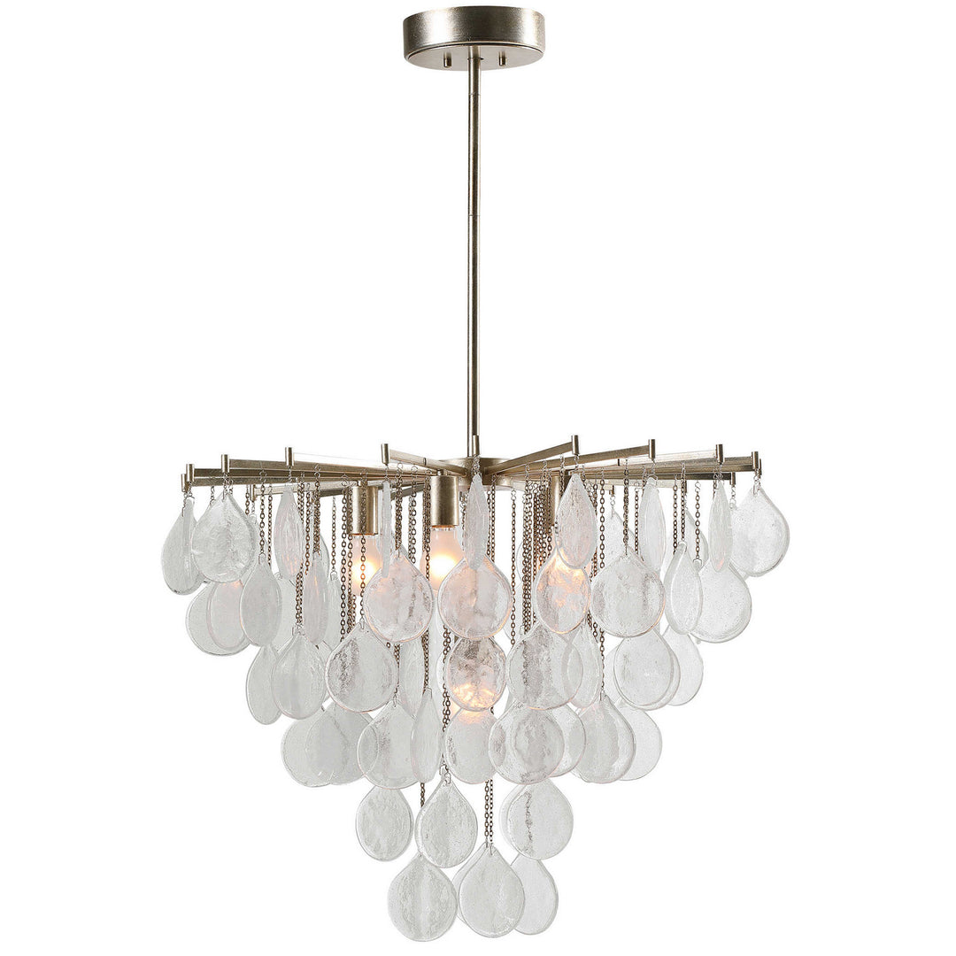 Goccia Six Light Pendant in Antiqued Bright Silver Leaf - available from The Lighting Shoppe, trusted by Canadian homeowners