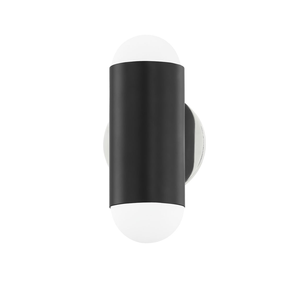 Kira Two Light Wall Sconce in Polished Nickel/Soft Black - available from The Lighting Shoppe, trusted by Canadian homeowners