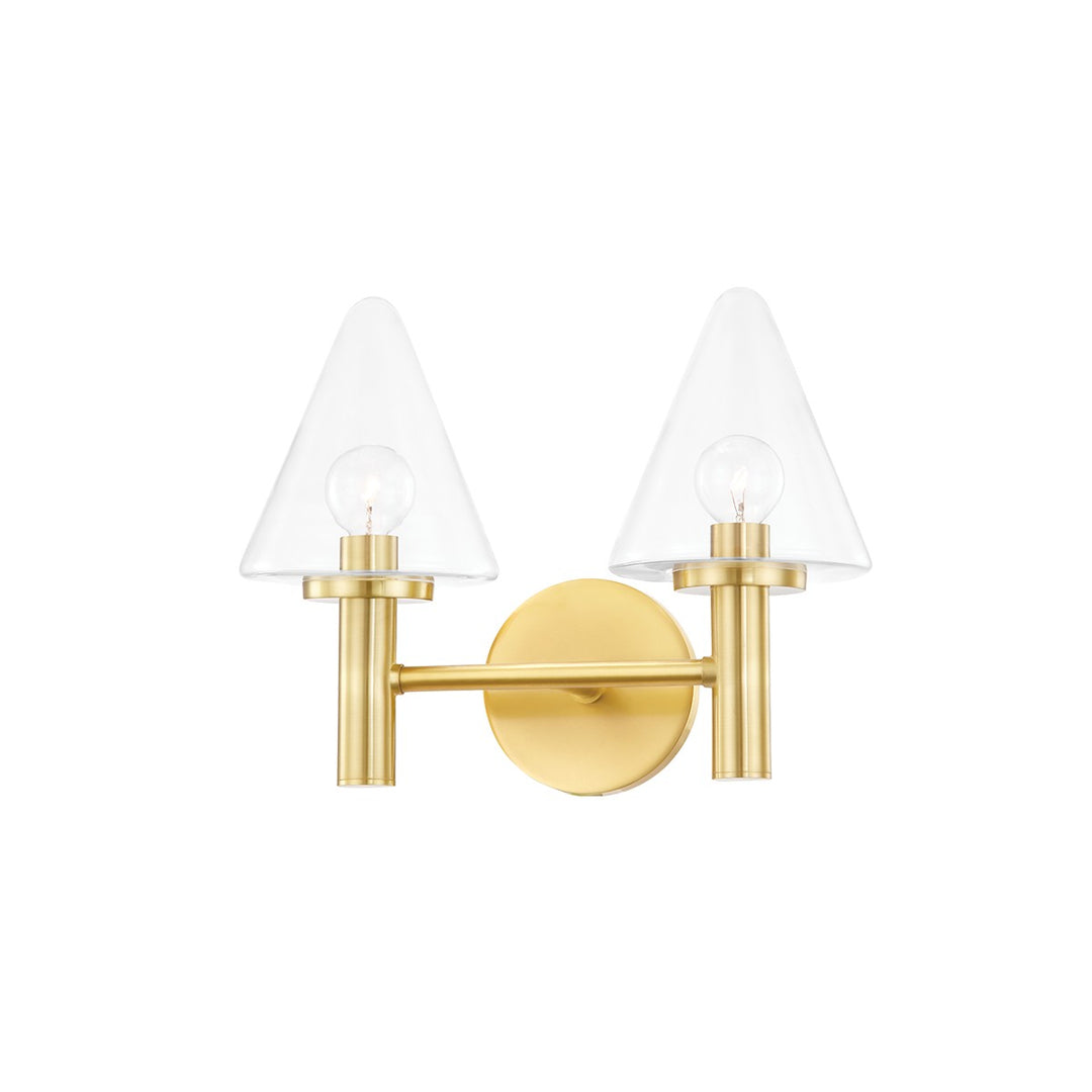 Connie Two Light Bath and Vanity in Aged Brass - available from The Lighting Shoppe, trusted by Canadian homeowners