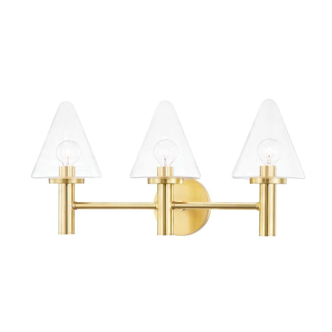 Connie Three Light Bath and Vanity in Aged Brass - available from The Lighting Shoppe, trusted by Canadian homeowners