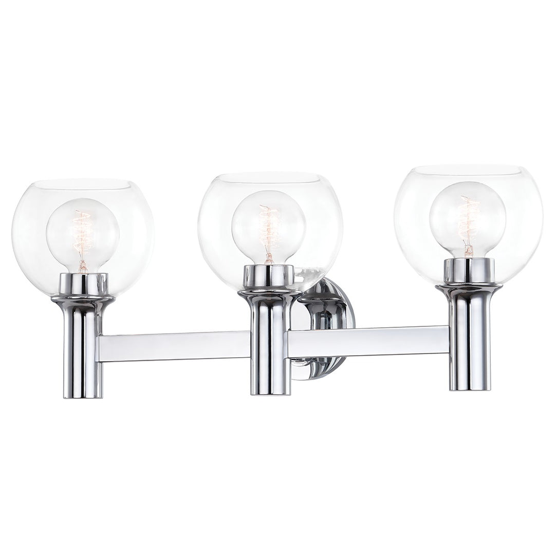 Leslie Three Light Bath and Vanity in Polished Chrome - available from The Lighting Shoppe, trusted by Canadian homeowners