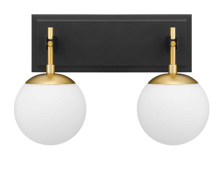 Allie Two Light Bath in Black/Satin Brass - available from The Lighting Shoppe, trusted by Canadian homeowners