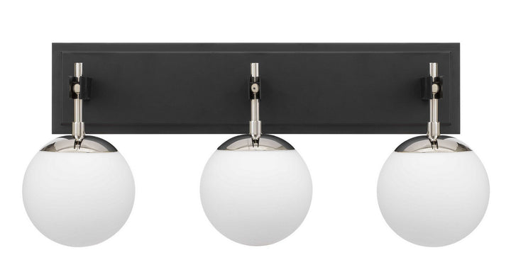 Allie Three Light Bath in Black/Polished Nickel - available from The Lighting Shoppe, trusted by Canadian homeowners