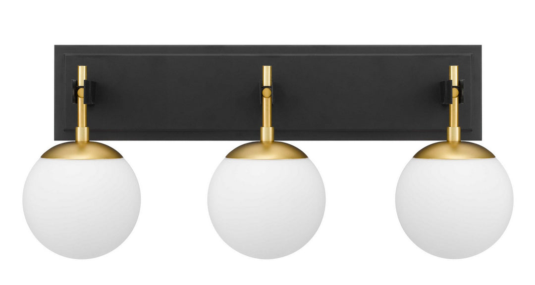 Allie Three Light Bath in Black/Satin Brass - available from The Lighting Shoppe, trusted by Canadian homeowners