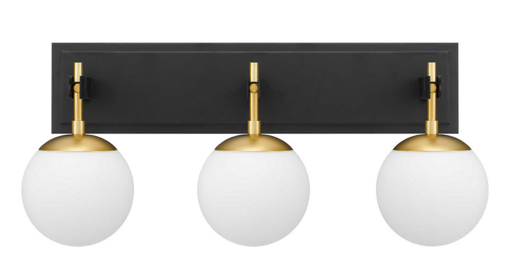 Allie Three Light Bath in Black/Satin Brass - available from The Lighting Shoppe, trusted by Canadian homeowners