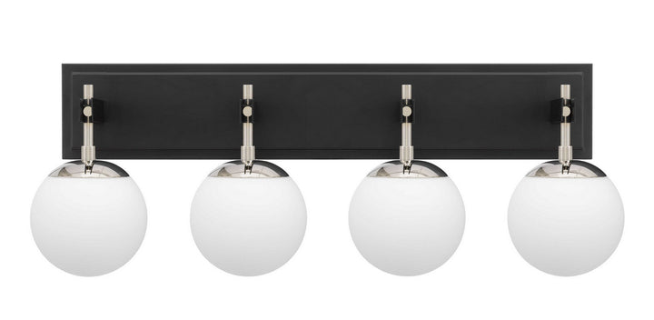 Allie Four Light Bath in Black/Polished Nickel - available from The Lighting Shoppe, trusted by Canadian homeowners