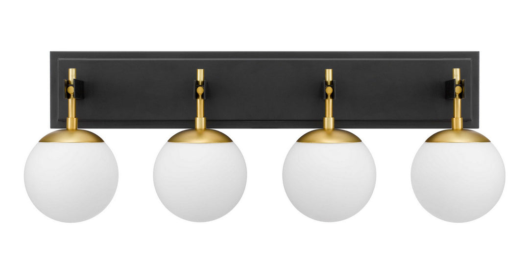 Allie Four Light Bath in Black/Satin Brass - available from The Lighting Shoppe, trusted by Canadian homeowners