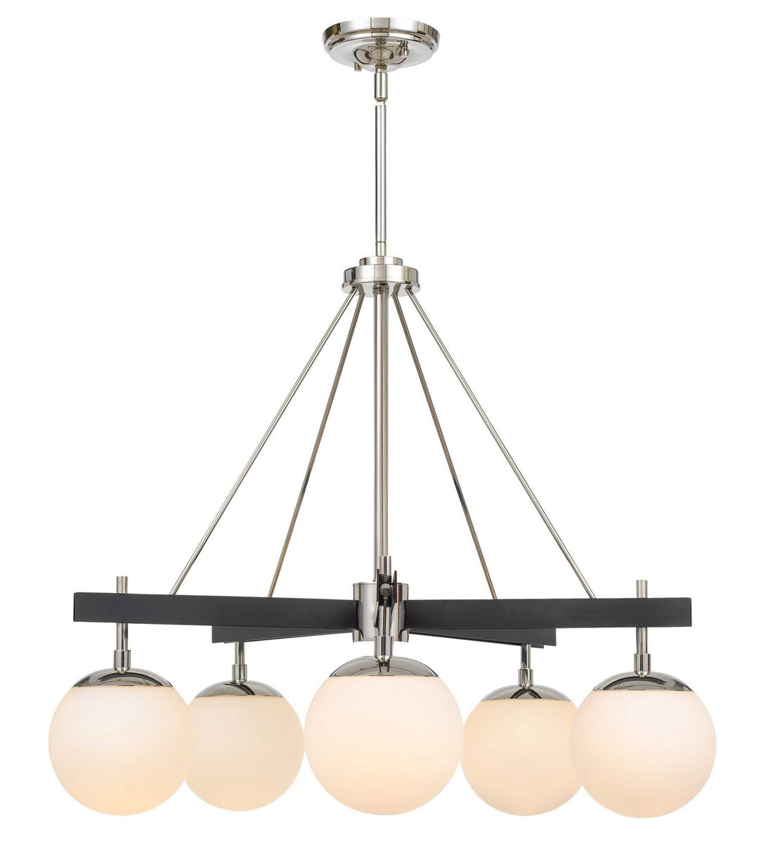 Allie Five Light Chandelier in Black/Polished Nickel - available from The Lighting Shoppe, trusted by Canadian homeowners