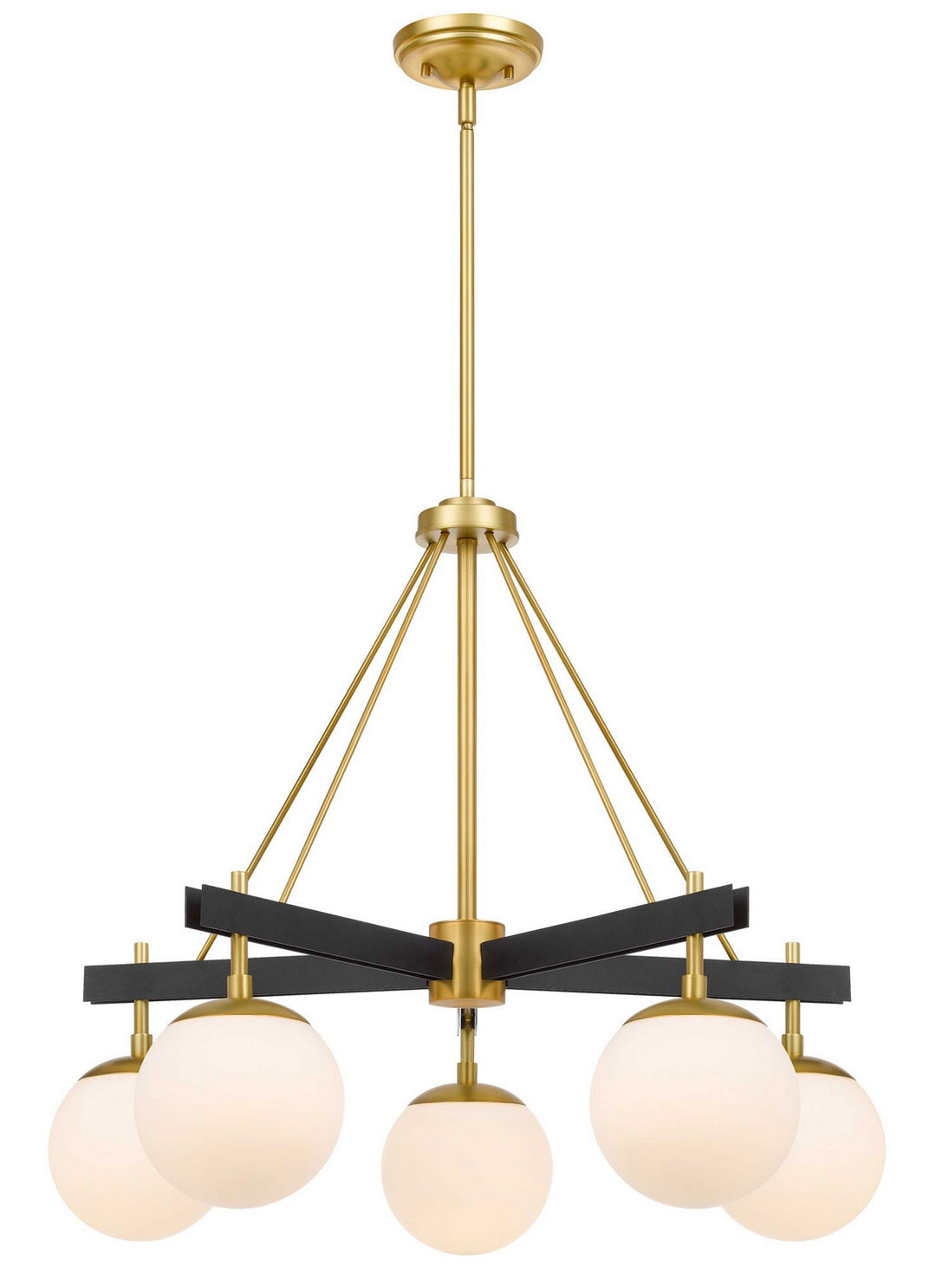 Allie Five Light Chandelier in Black/Satin Brass - available from The Lighting Shoppe, trusted by Canadian homeowners