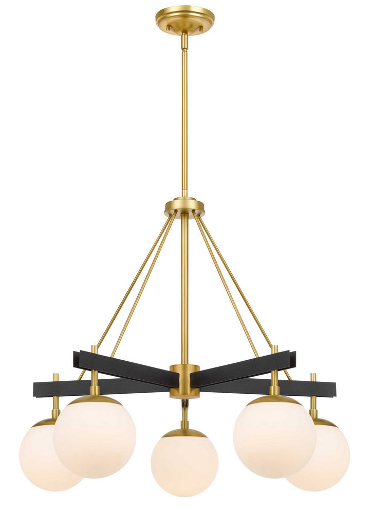 Allie Five Light Chandelier in Black/Satin Brass - available from The Lighting Shoppe, trusted by Canadian homeowners