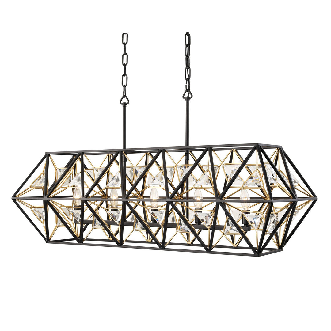 Marcia Five Light Linear Pendant in Matte Black/French Gold - available from The Lighting Shoppe, trusted by Canadian homeowners
