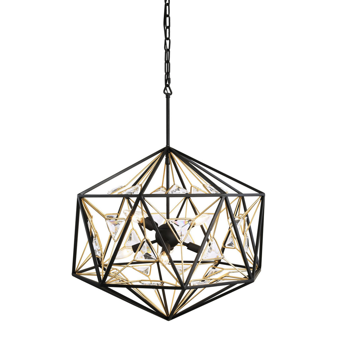 Marcia Eight Light Pendant in Matte Black/French Gold - available from The Lighting Shoppe, trusted by Canadian homeowners