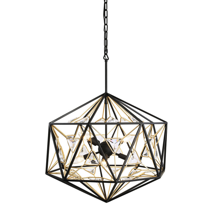 Marcia Eight Light Pendant in Matte Black/French Gold - available from The Lighting Shoppe, trusted by Canadian homeowners