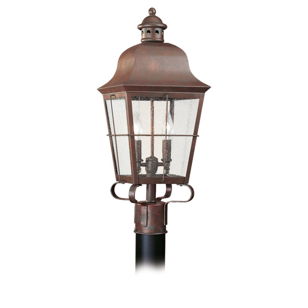 Chatham Two Light Outdoor Post Lantern in Weathered Copper - available from The Lighting Shoppe, trusted by Canadian homeowners