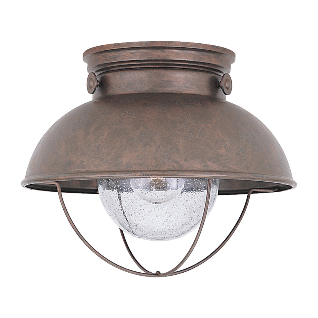 Sebring One Light Outdoor Flush Mount in Weathered Copper - available from The Lighting Shoppe, trusted by Canadian homeowners