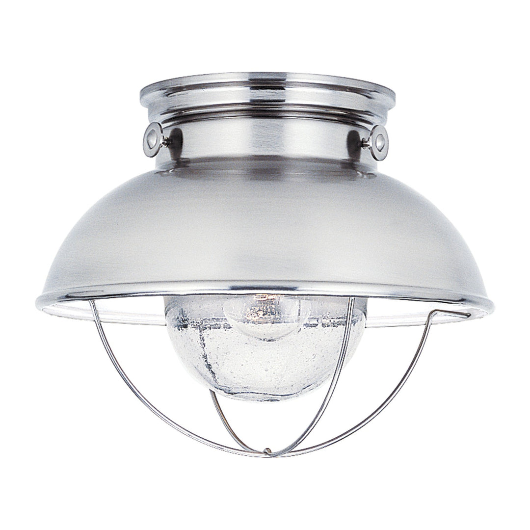 Sebring One Light Outdoor Flush Mount in Brushed Stainless - available from The Lighting Shoppe, trusted by Canadian homeowners