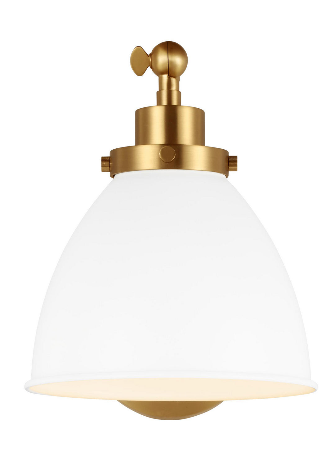 Wellfleet One Light Wall Sconce in Matte White and Burnished Brass - available from The Lighting Shoppe, trusted by Canadian homeowners