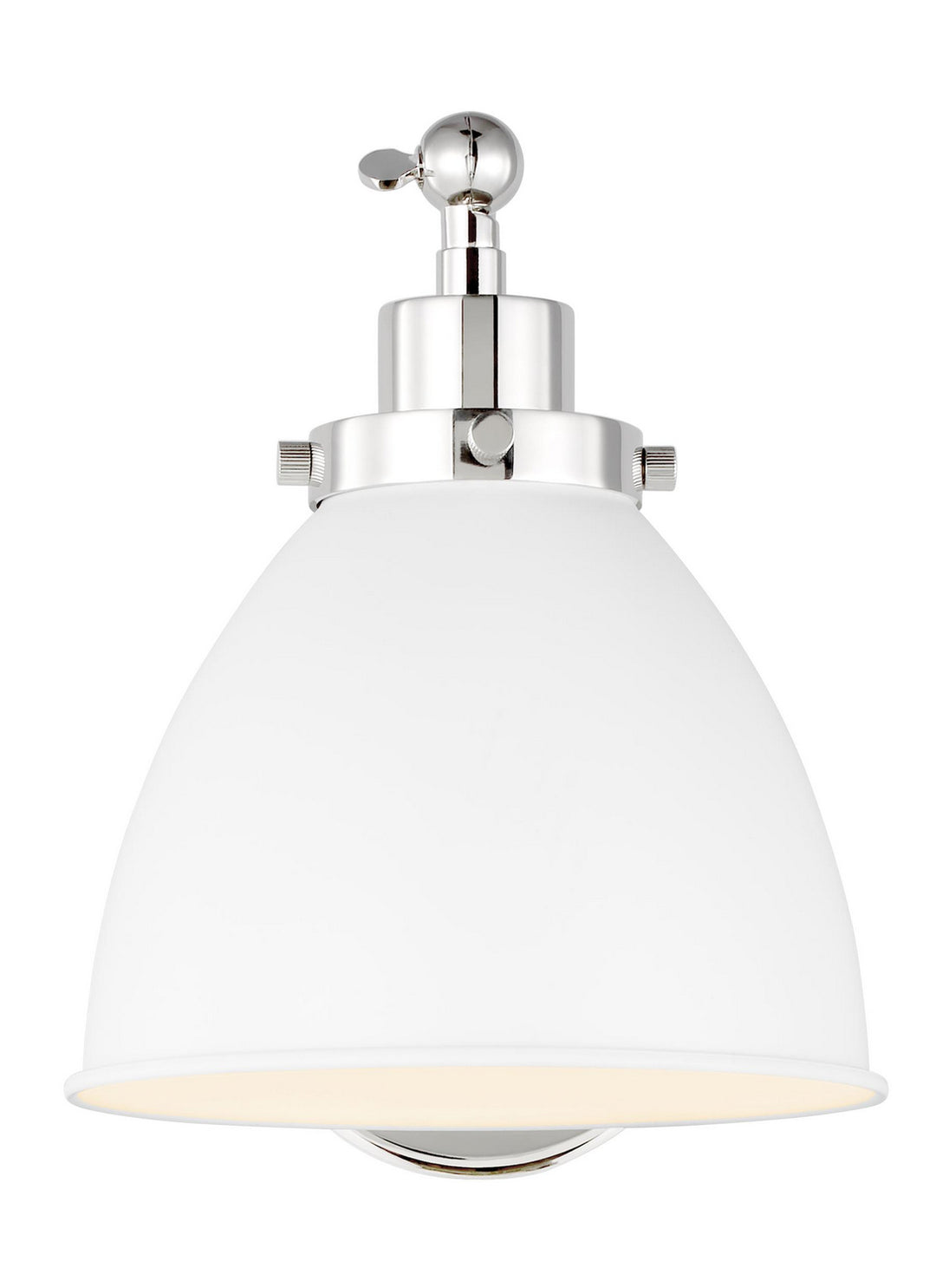 Wellfleet One Light Wall Sconce in Matte White and Polished Nickel - available from The Lighting Shoppe, trusted by Canadian homeowners