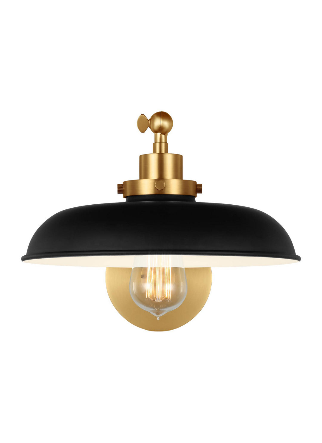 Wellfleet One Light Wall Sconce in Midnight Black and Burnished Brass - available from The Lighting Shoppe, trusted by Canadian homeowners