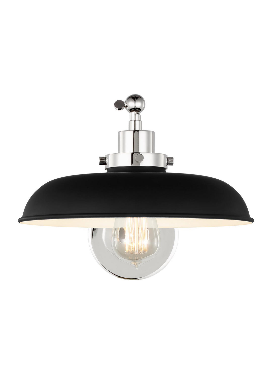 Wellfleet One Light Wall Sconce in Midnight Black and Polished Nickel - available from The Lighting Shoppe, trusted by Canadian homeowners