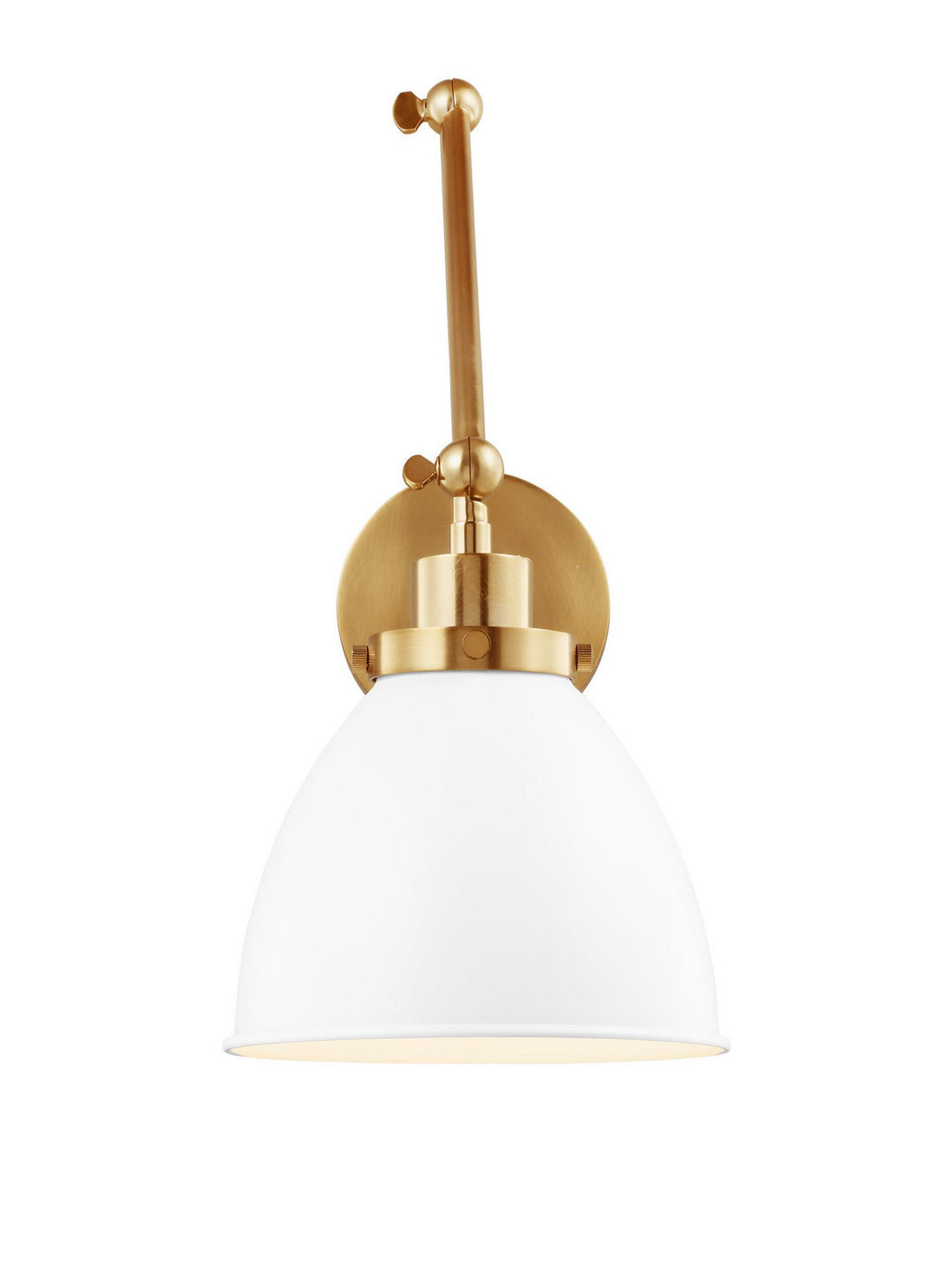 Wellfleet One Light Wall Sconce in Matte White and Burnished Brass - available from The Lighting Shoppe, trusted by Canadian homeowners