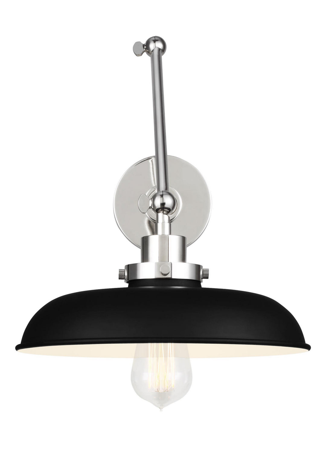 Wellfleet One Light Wall Sconce in Midnight Black and Polished Nickel - available from The Lighting Shoppe, trusted by Canadian homeowners