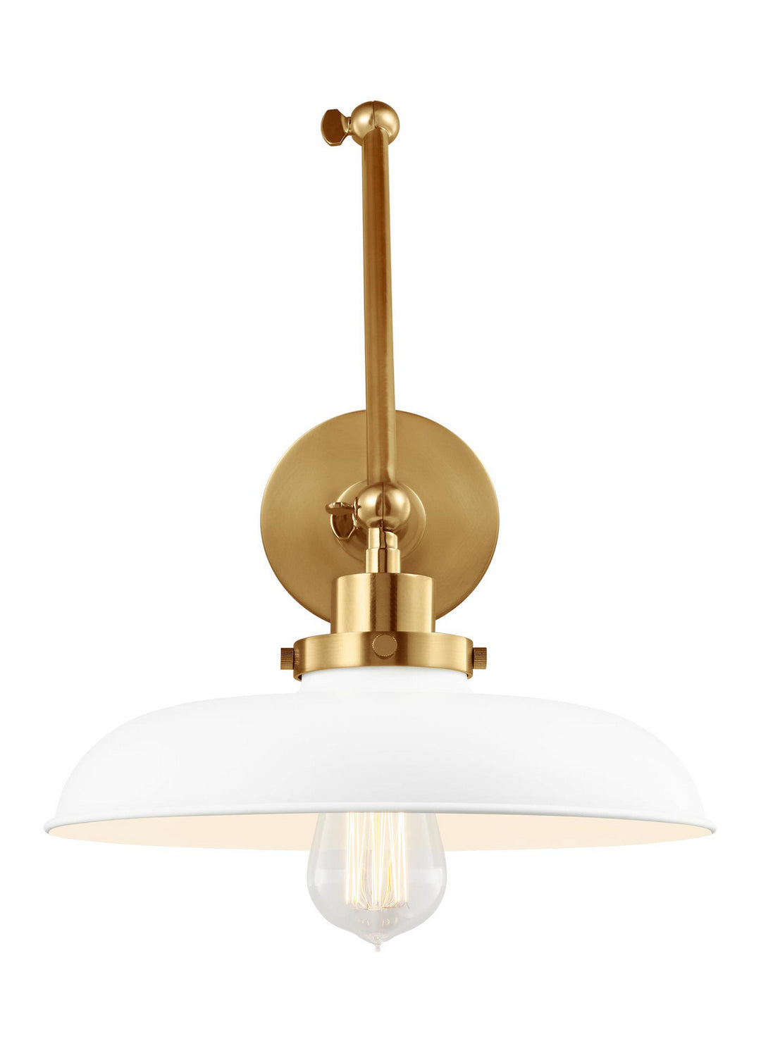 Wellfleet One Light Wall Sconce in Matte White and Burnished Brass - available from The Lighting Shoppe, trusted by Canadian homeowners