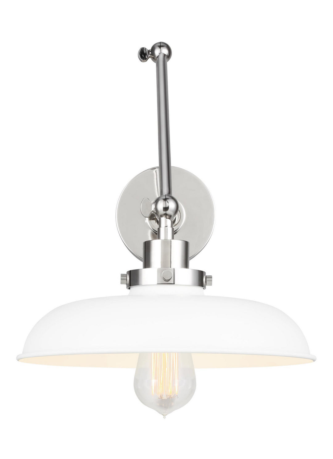 Wellfleet One Light Wall Sconce in Matte White and Polished Nickel - available from The Lighting Shoppe, trusted by Canadian homeowners