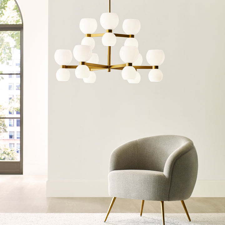 Visual Comfort Studio Canada - KSC10018BBSMG - 18 Light Chandelier - Londyn - Burnished Brass with Milk White Glass