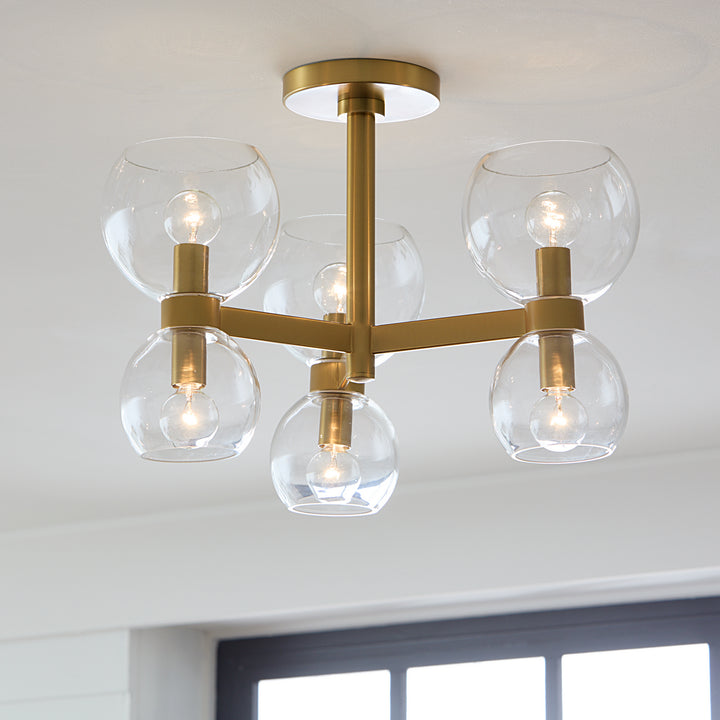 Visual Comfort Studio Canada - KSF1036BBSCG - Six Light Semi Flush Mount - Londyn - Burnished Brass with Clear Glass