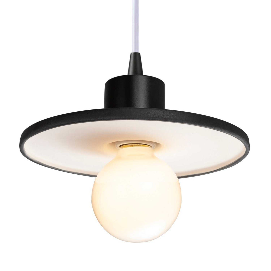 Radiance One Light Pendant in Gloss Black with Matte White Justice Designs