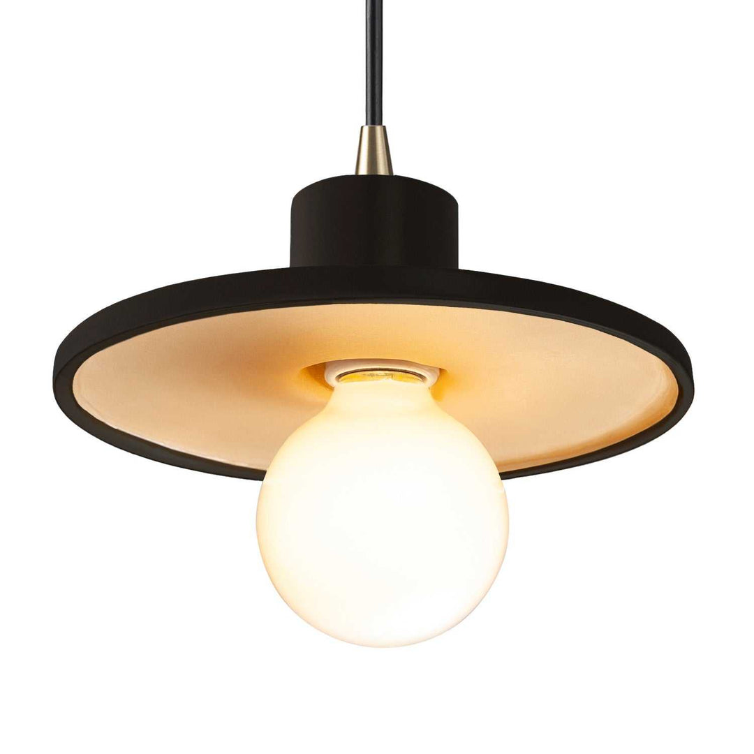 Radiance One Light Pendant in Carbon Matte Black with Champagne Gold Justice Designs