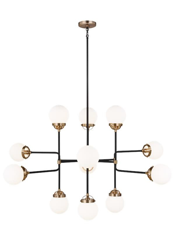 Cafe 12 Light Chandelier in Satin Brass - available from The Lighting Shoppe, trusted by Canadian homeowners