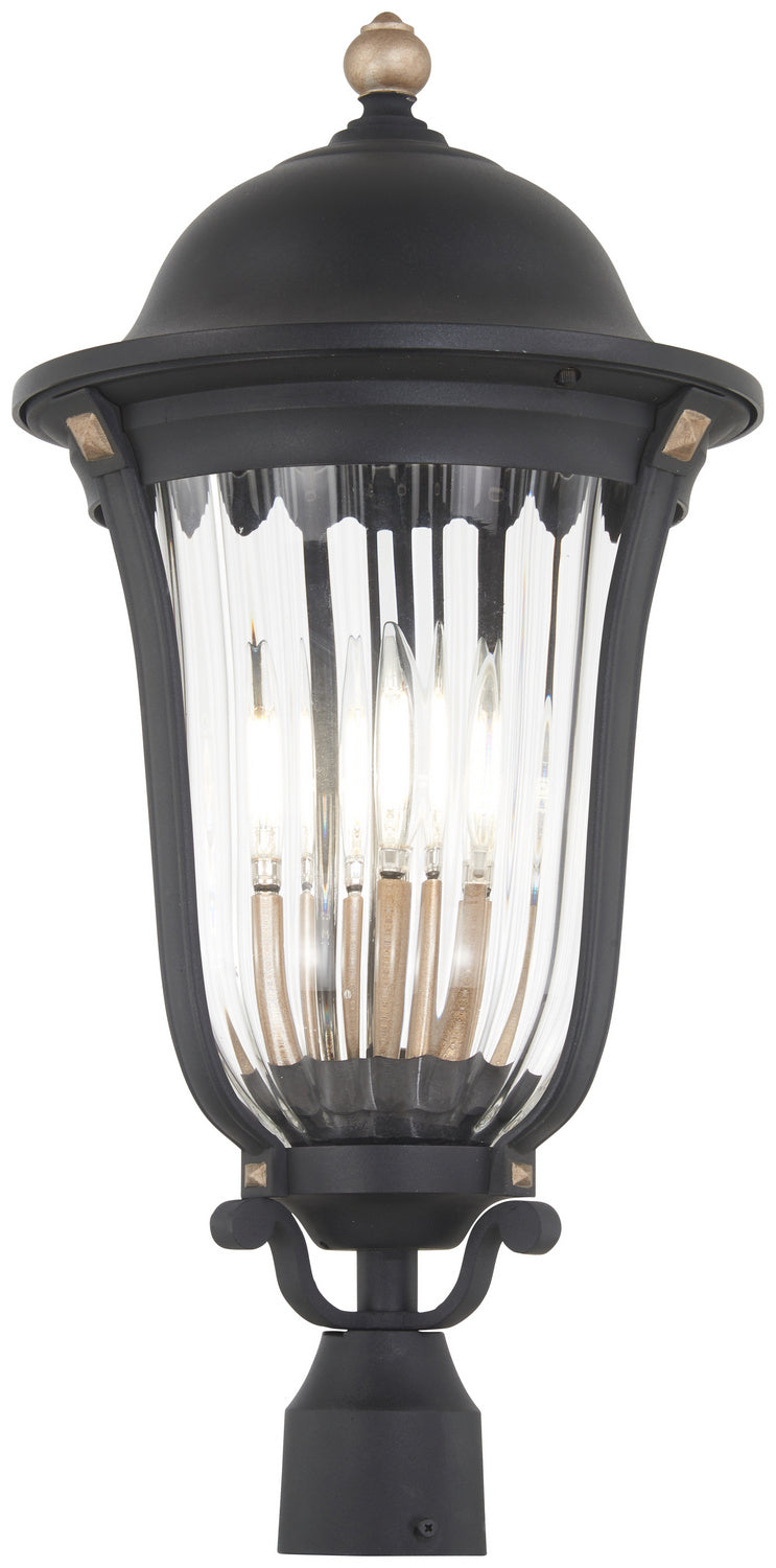 Peale Street Four Light Outdoor Post Mount in Sand Coal And Vermeil Gold - available from The Lighting Shoppe, trusted by Canadian homeowners