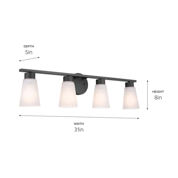Kichler Canada - 55122BK - Four Light Bath - Stamos - Black