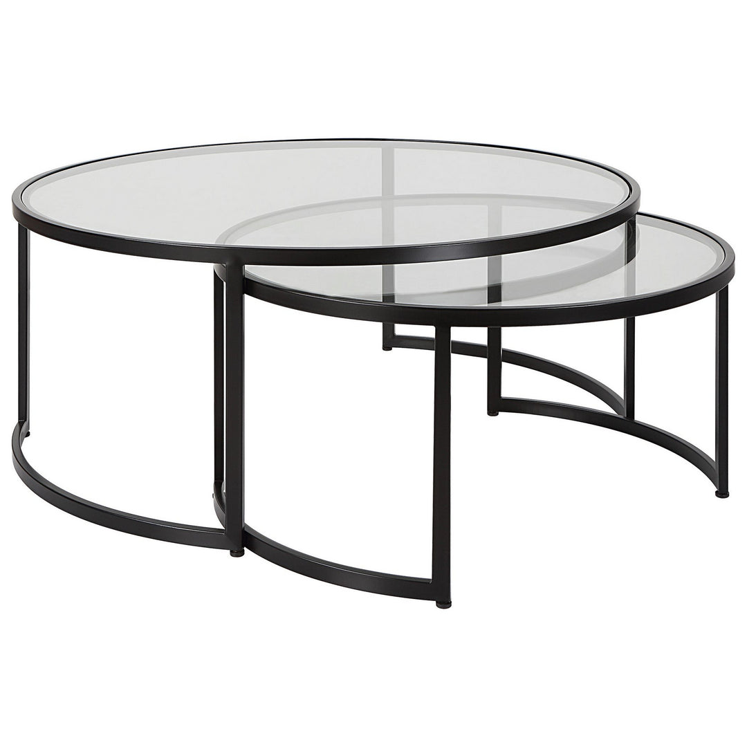 Rhea Nesting Coffee Tables S/2 in Satin Black - available from The Lighting Shoppe, trusted by Canadian homeowners