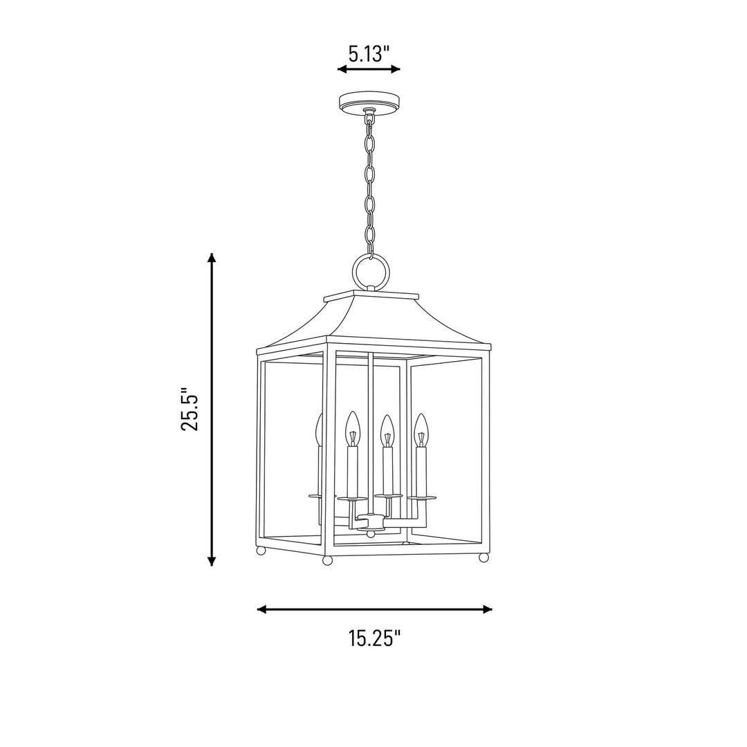 Meridian - M30009NBLPN - Four Light Pendant - Navy Blue with Polished Nickel