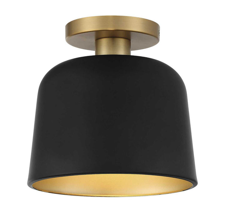 Meridian - M60067MBKNB - One Light Semi-Flush Mount - Matte Black with Natural Brass