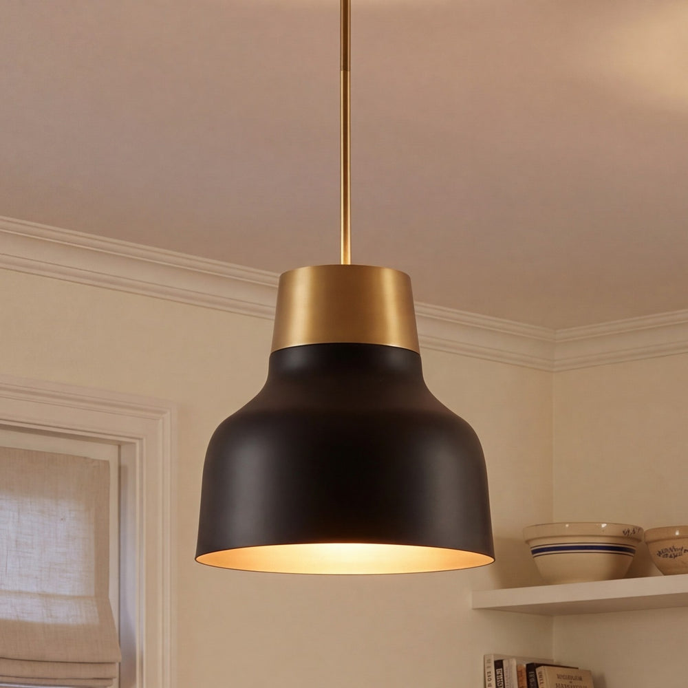 Meridian - M70115MBKNB - One Light Pendant - Matte Black with Natural Brass