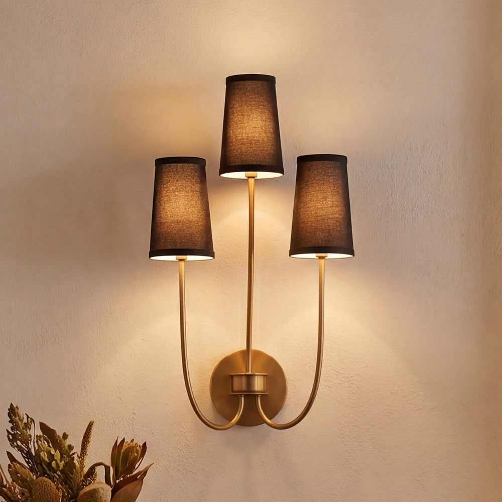 Meridian - M90065NB - Three Light Wall Sconce - Natural Brass