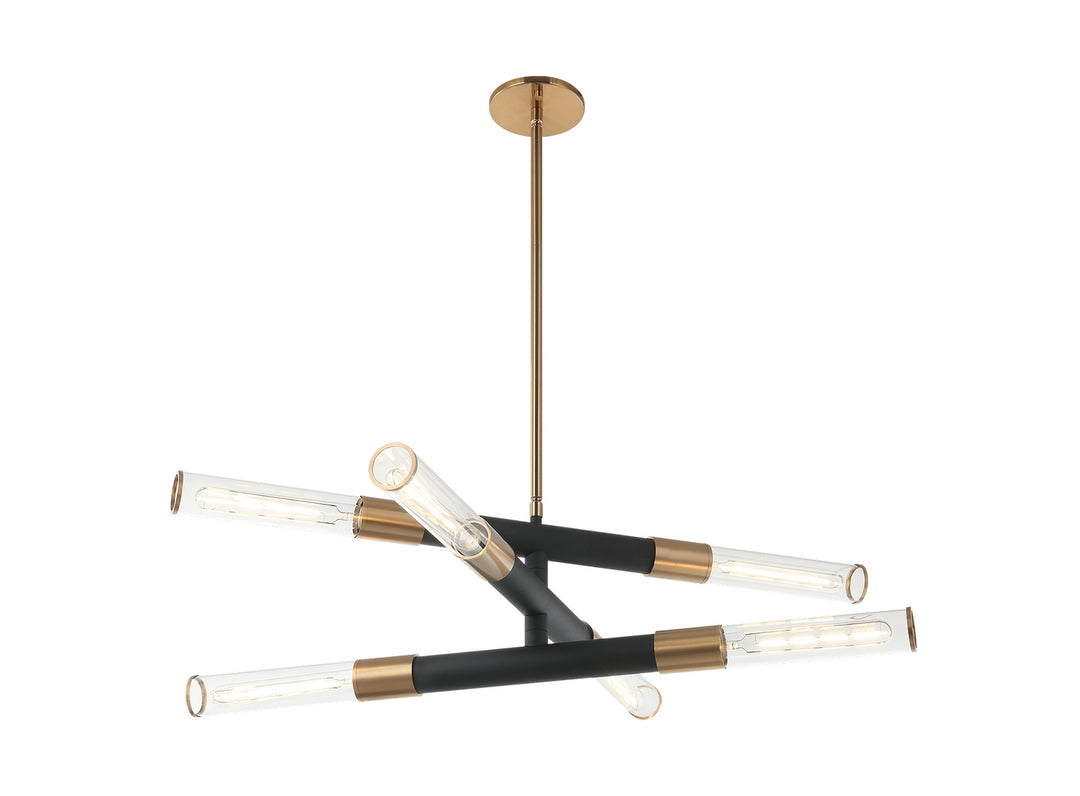 Tubo Six Light Chandelier in Aged Gold Brass - available from The Lighting Shoppe, trusted by Canadian homeowners