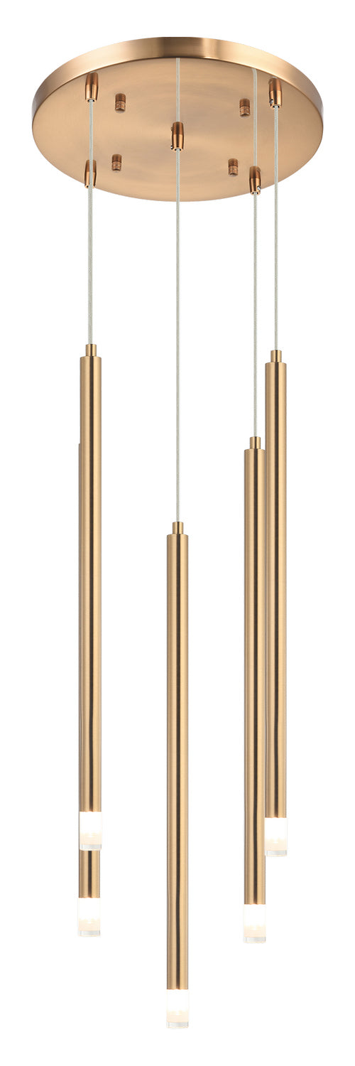 Reigndrop Five Light Chandelier in Aged Gold Brass - available from The Lighting Shoppe, trusted by Canadian homeowners