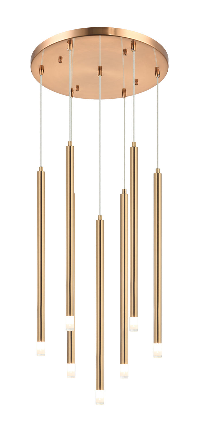 Reigndrop Seven Light Pendant in Aged Gold Brass - available from The Lighting Shoppe, trusted by Canadian homeowners