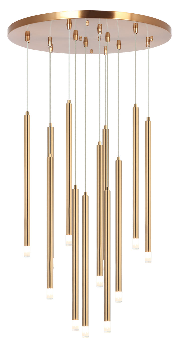 Reigndrop 12 Light Chandelier in Aged Gold Brass - available from The Lighting Shoppe, trusted by Canadian homeowners